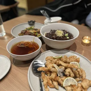 Black pepper beef, jajangmyeon, tangsuyuk