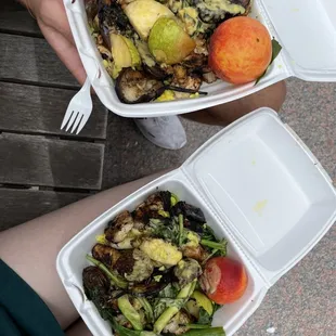 two containers of food