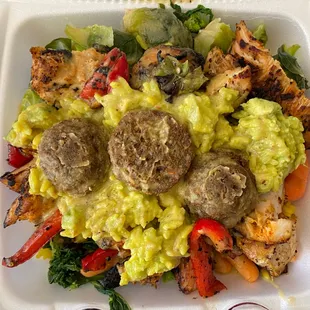 Chicken and falafel meal, April 6, 2021