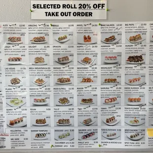 menu, sushi and sashimi