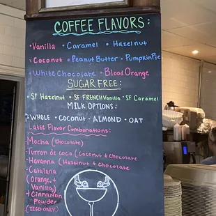 a menu on a blackboard