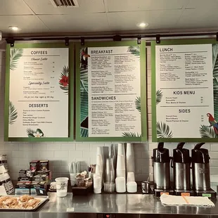 menus on the wall