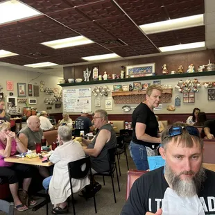 people eating at tables