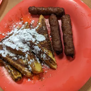 French toast with links