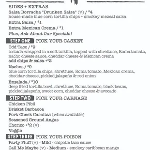 a menu for a restaurant