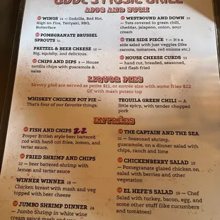 Appetizers, pot pies, and entrées