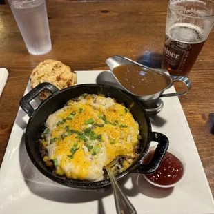 a skillet of food