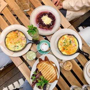 2 baked eggs, Brioche French Toast (berry compote topping), BLT with Avocado