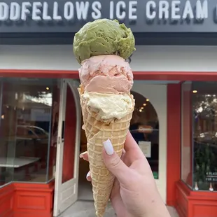 Matcha passion fruit, strawberry jam, and vanilla bean