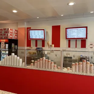 Counter with current flavor signs