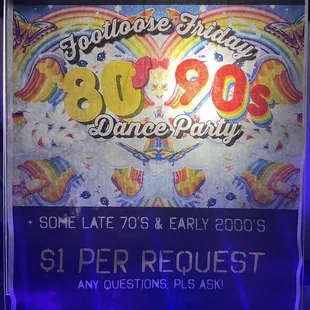 Can request music for a small fee.