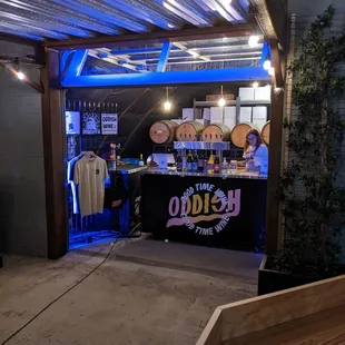 the entrance to an outdoor bar