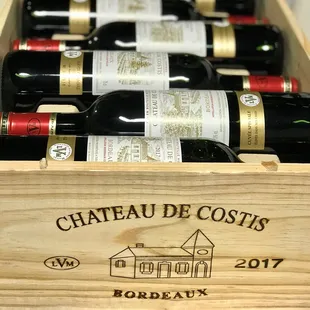 bottles of wine in a wooden box