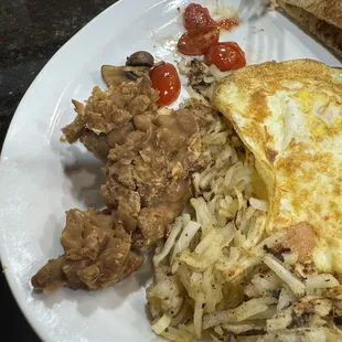 The full monte  (-minus sausage -minus bacon, fyi baked beans were sweet not in a good way  )