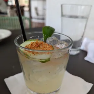 a drink in a glass