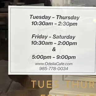 Proper restaurant hours.