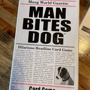 Game we played while enjoying our beer.