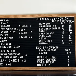 Menu and Pricing