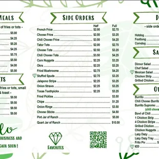 the menu for the drive - in
