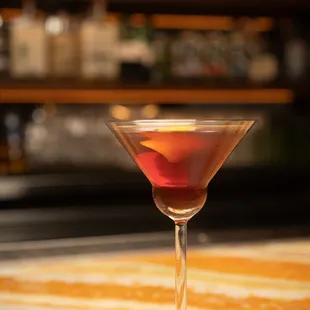 a martini in a martini glass