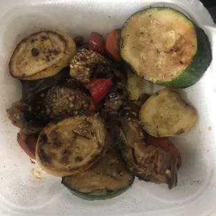 Grilled veggies that were a little soggy.