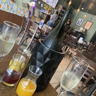 Prosecco with berry, peach, and OJ juices. My favorite was the berry.