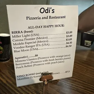 menu