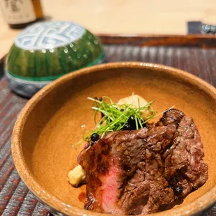 Steak with roasted chestnut