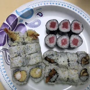 Pick 3 : Tuna Roll, Tempura Shrimp Roll, Eel Roll. $9.95