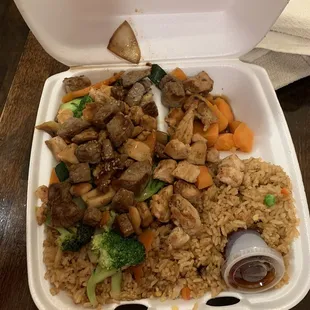 Hibachi steak and chicken dinner