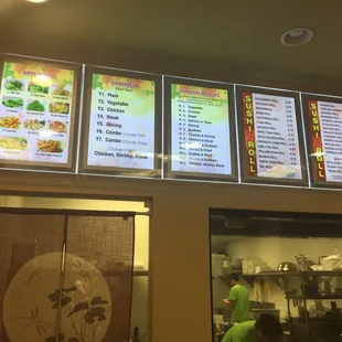 menus on the wall