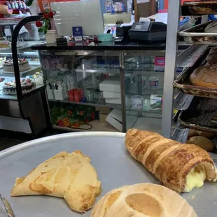 Empanada, crème cone, and a sweet concha.