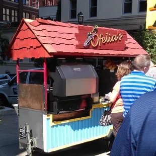 a hot dog stand