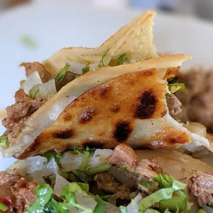 outside of tortillas slightly toasted