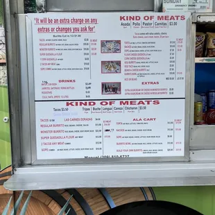 Menu as of April 2024