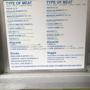 Menu as of December 2022. CASH ONLY and very expensive now