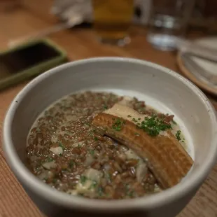 smoked eel, rye berries, fermented turnips