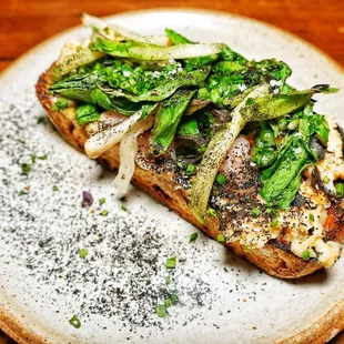 Whipped lardo toast with ramps