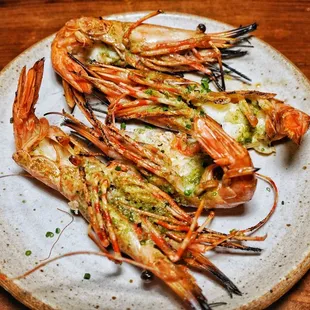 Grilled spot prawn