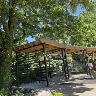 Outside parking lot patio