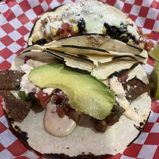 Steak and chicken tacos