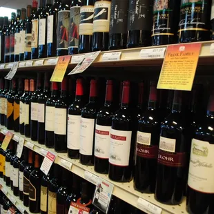 rows of wine bottles