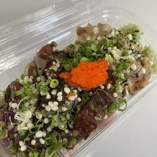 Spicy Ahi and Hawaiian on sushi rice