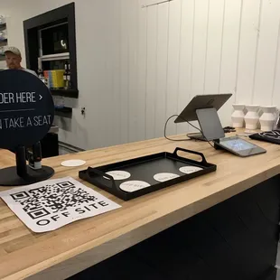 a counter with a qr code on it