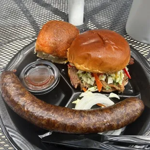 The pulled pork special with an add on sausage