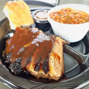 Brisket, Baked Beans, Cornbread Muffin