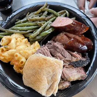 Chopped / Sliced Smoked Beef Brisket 2 Meats &amp; 2 Sides Con Queso Mac N Cheese Smoked Beef Sausage
