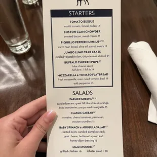 a menu for a restaurant