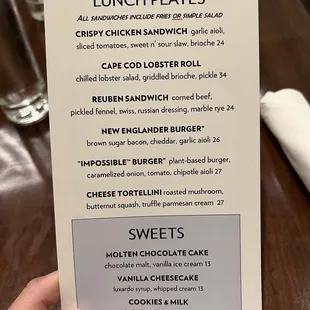 a menu for lunch plates