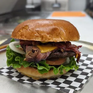 OTG Tri-Tip Burger. Buttermilk Bun &amp; All The Fixings.